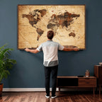 Modern Red and Gray World Map Canvas Print | Framed Wall Art