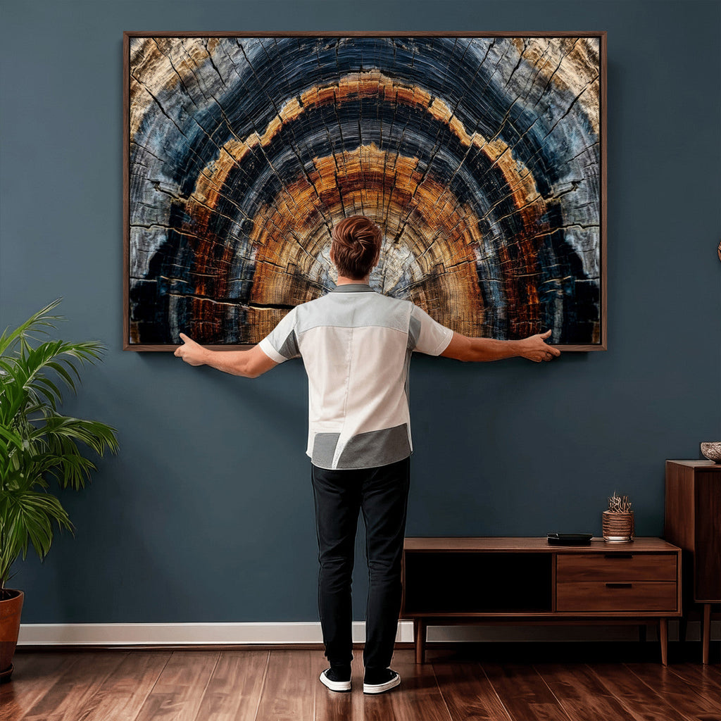Abstract Wood Grain Canvas Print, Tree Ring Pattern Wall Art, Extra Large Living Room Wall Decor