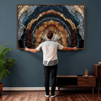 Abstract Wood Grain Canvas Print, Tree Ring Pattern Wall Art, Extra Large Living Room Wall Decor