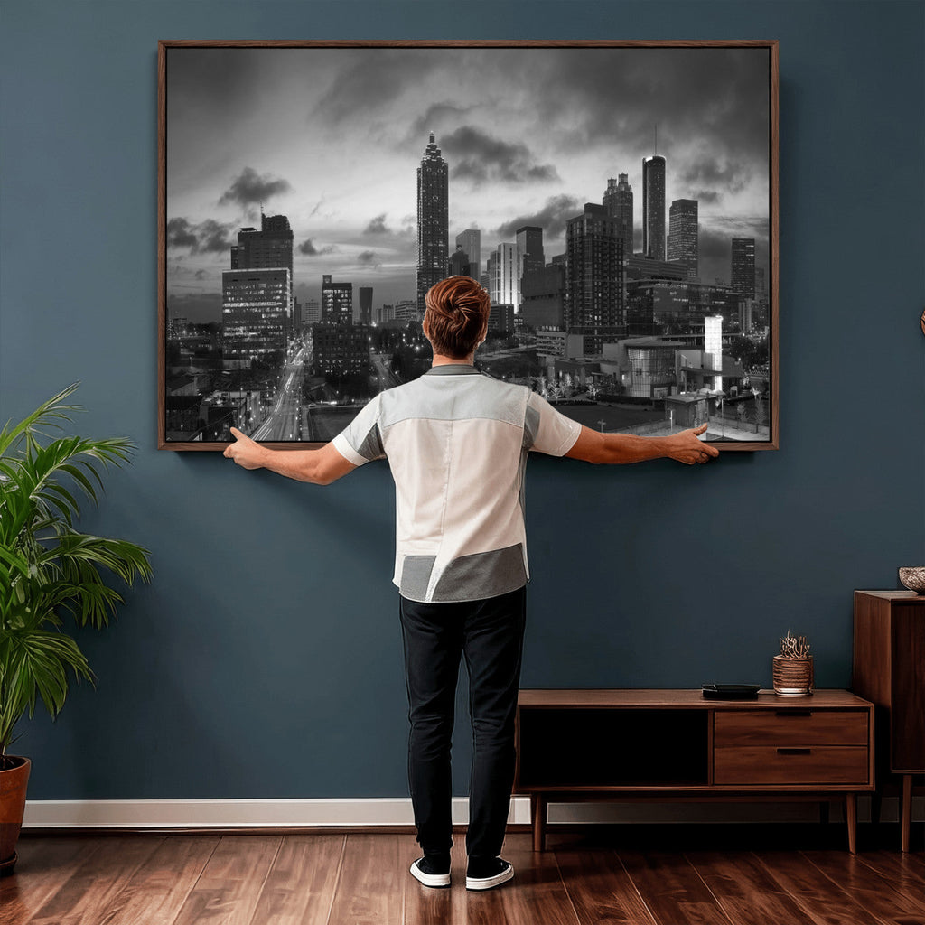 Atlanta Skyline Wall Art Canvas Print, Atlanta Downtown Night Cityscape