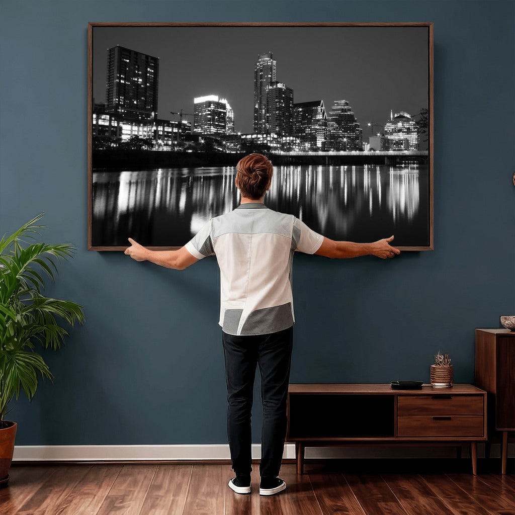 Austin Skyline Wall Art Canvas Print, Austin Downtown Night Cityscape