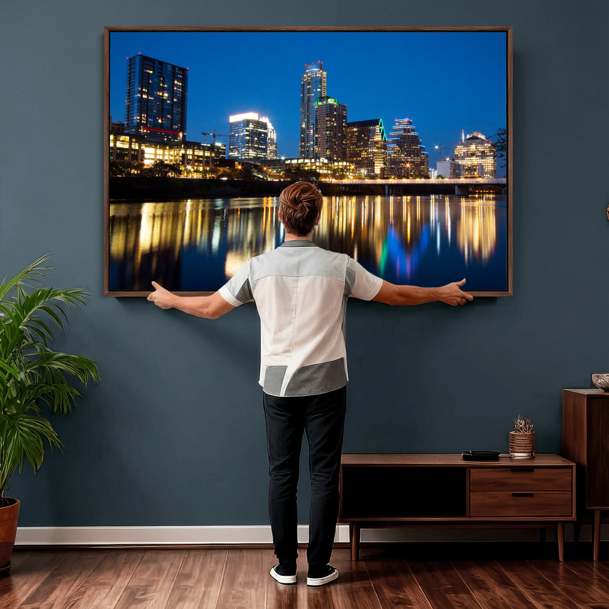 Austin Skyline Wall Art Canvas Print, Austin Downtown Night Cityscape