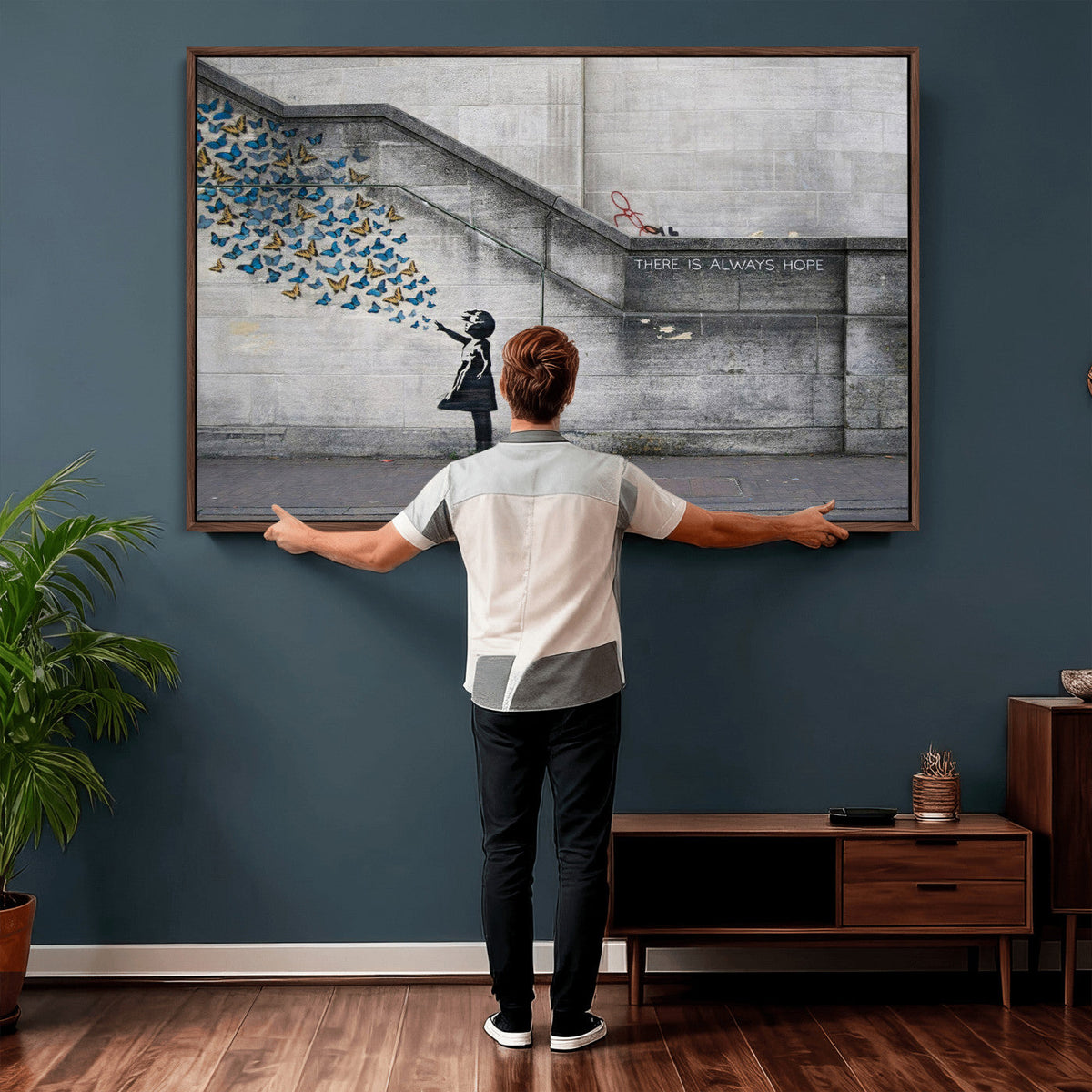 Banksy Girl with Butterflies Street Art Wall Art Canvas Print