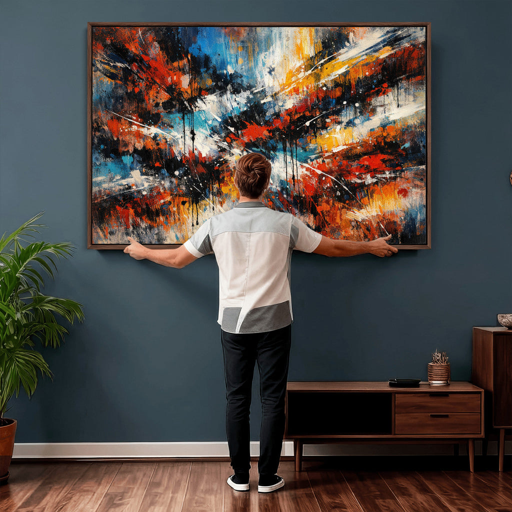 Lyrical Abstract Wall Art Canvas Print, Orange Blue Abstract