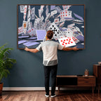 Playing Cards Canvas Wall Art | Casino Game Room Decor