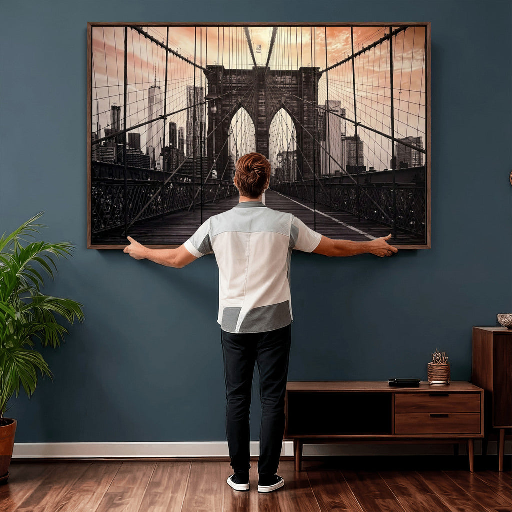 Brooklyn Bridge Canvas Wall Art, New York City Skyline Photography