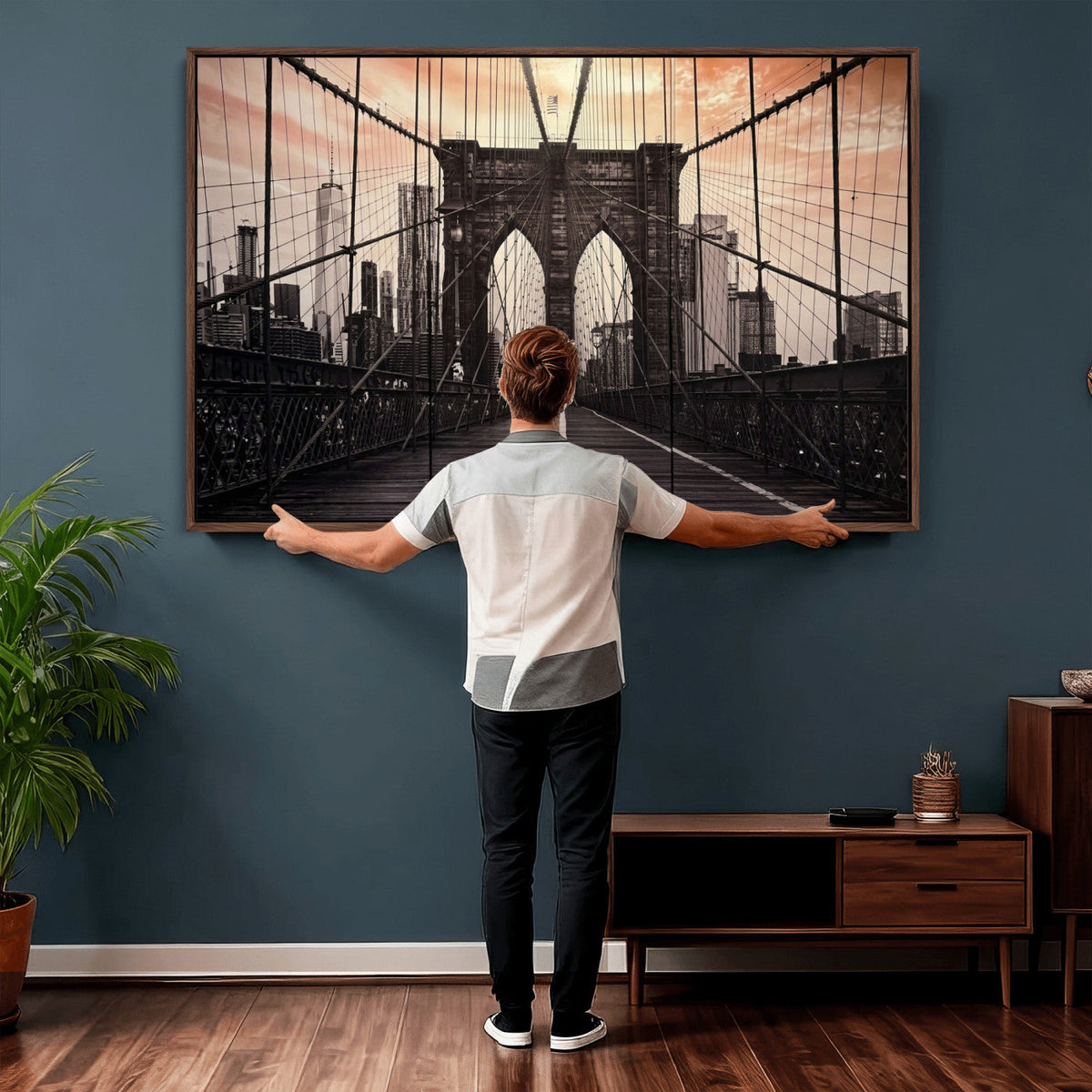 Brooklyn Bridge Canvas Wall Art, New York City Skyline Photography