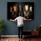 Horse Wall Art Canvas Print, Wild Horses Portrait Photography, Rustic Ranch Decor