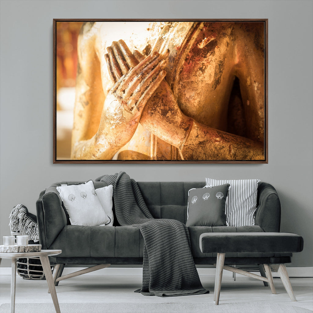 Buddha Statue Hands Wall Art Canvas Print