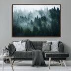 Misty Forest Wall Art | Serene Green Landscape Canvas Print