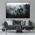 Foggy Forest Wall Art Canvas Print | 3 Panel Large Misty Landscape