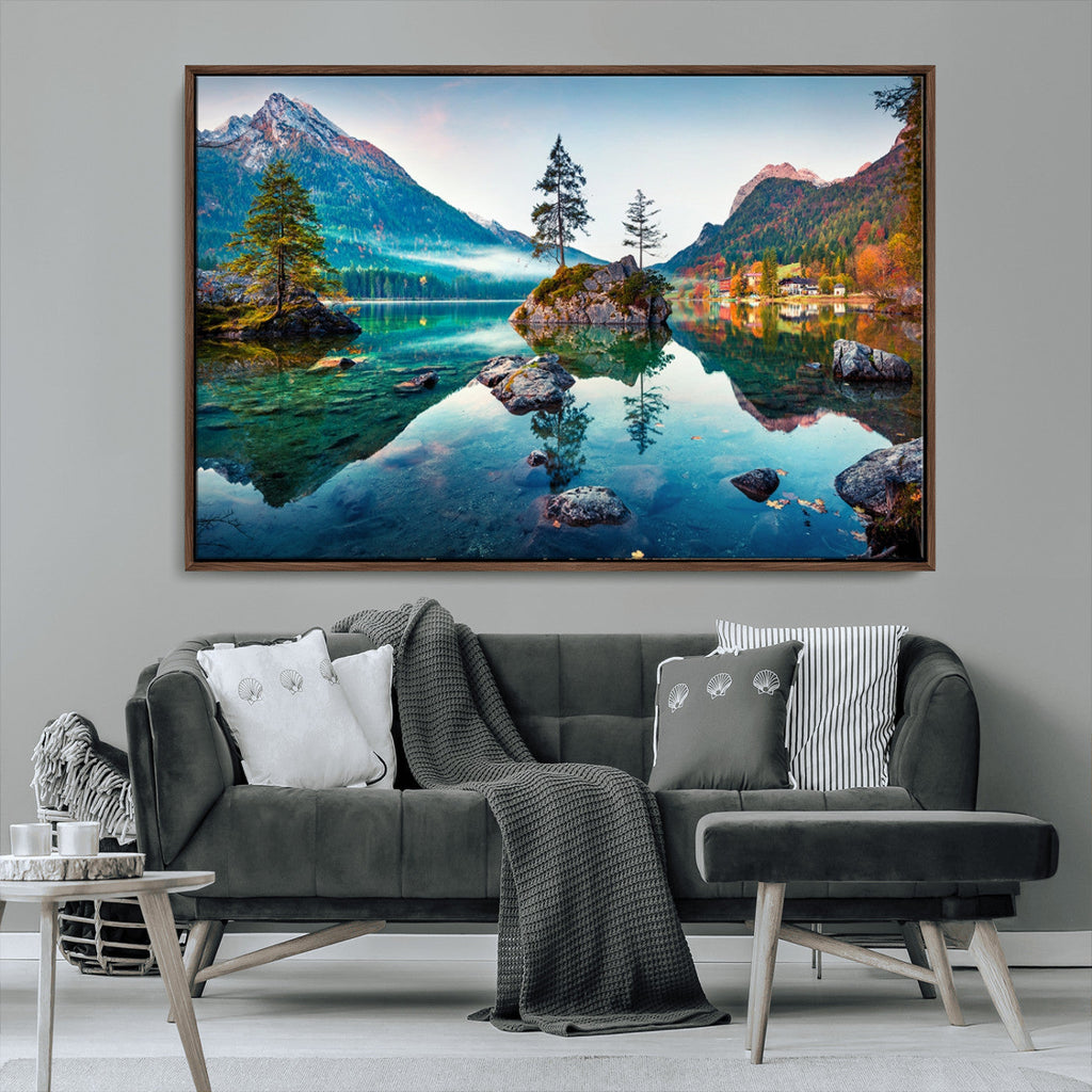 Crystal Clear Lake Wall Art | Mountains Wall Art Canvas | 3 Panel Landscape