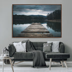 Wooden Bridge Near Lake Wall Art Canvas Print