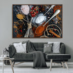 Spices and Seasonings Canvas Wall Art | Colorful Triptych Kitchen Decor