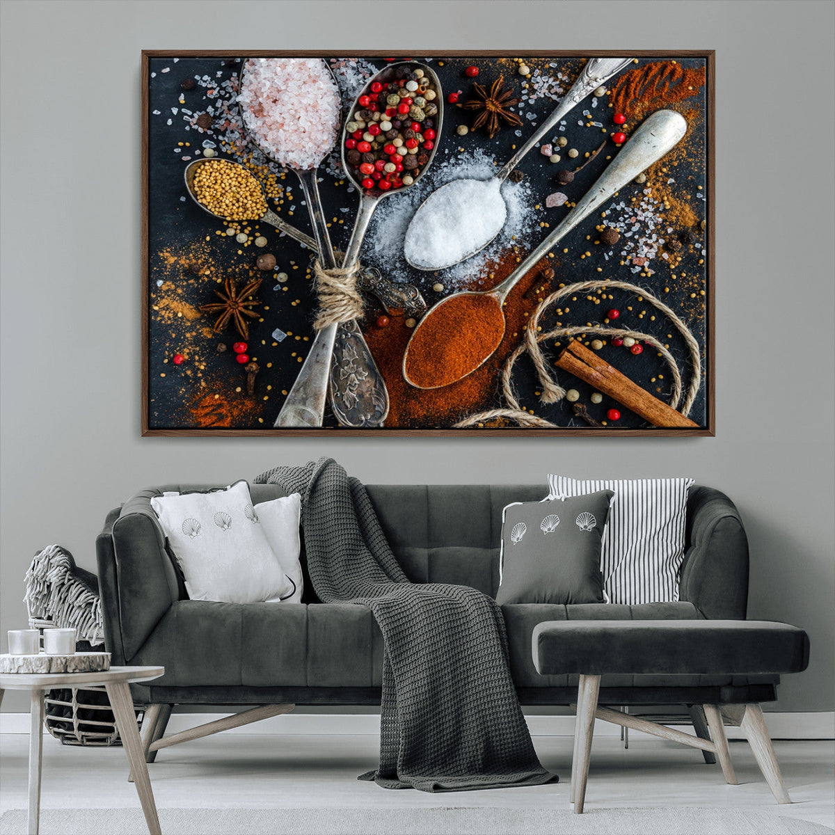 Spices and Seasonings Canvas Wall Art | Colorful Triptych Kitchen Decor