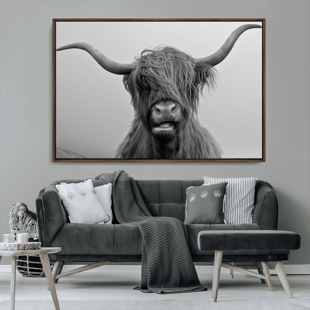 Texas Cow Wall Art Canvas, Texas Longhorn Cattle Canvas Print