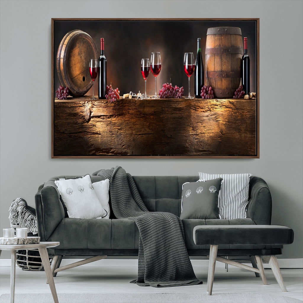 Wine and Barrels Wall Art Canvas Print