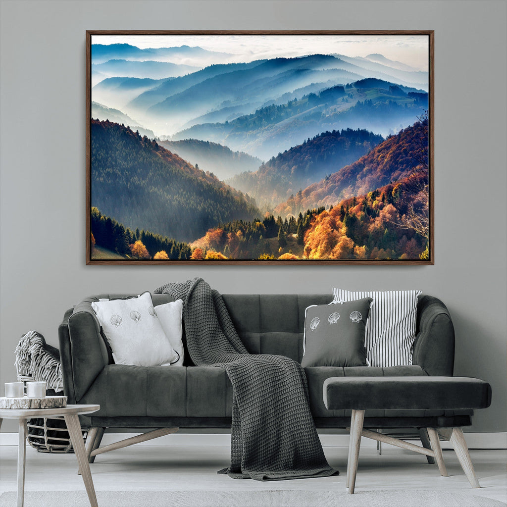 Mountains Forest Autumn Wall Art Canvas Print
