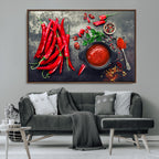 Red Chili Peppers Wall Art Kitchen Artwork Canvas Print