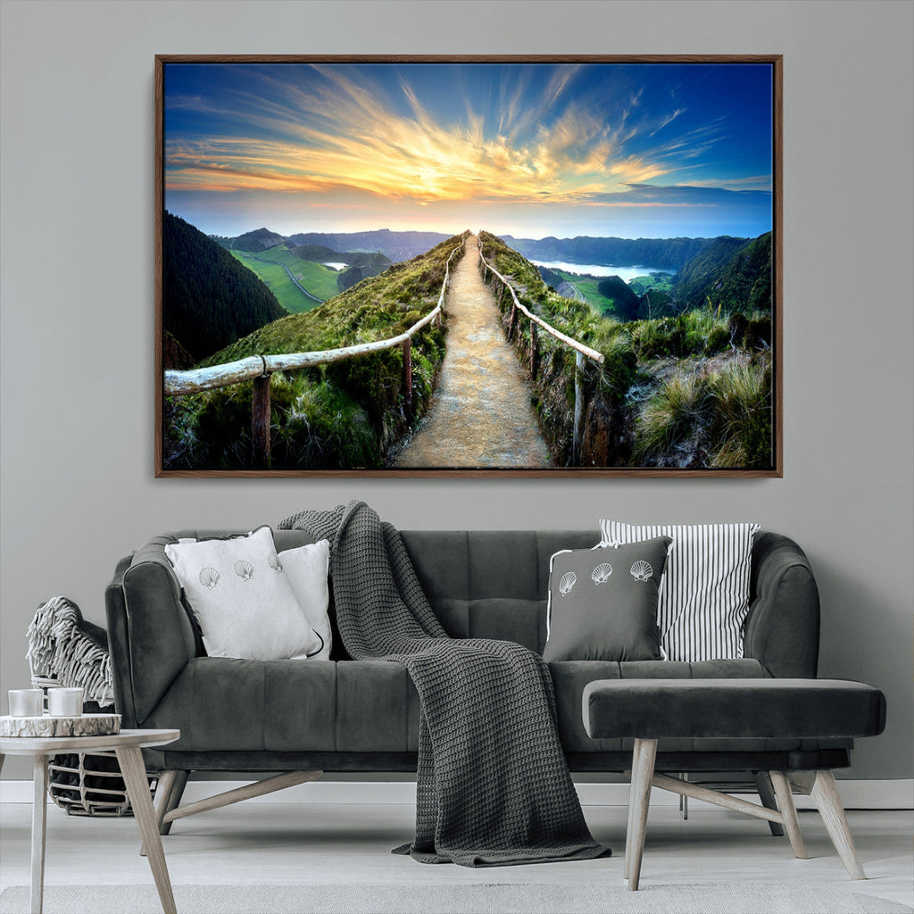 Mountain and Sunset Wall Art Canvas Print