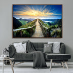Mountain and Sunset Wall Art Canvas Print
