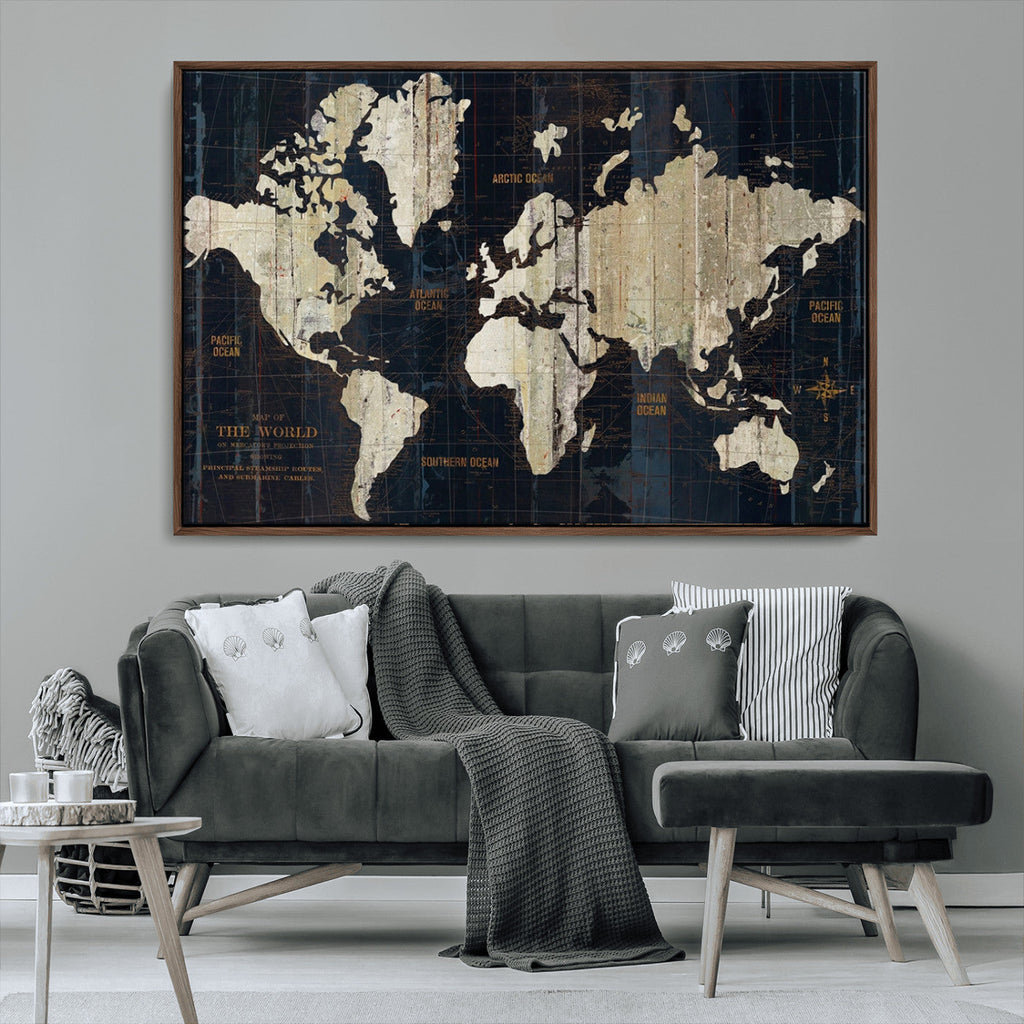 Antique Old World Map Wall Art Canvas Print