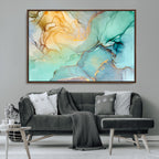 Green Marble Fluid Effect Abstract Canvas Wall Art Print