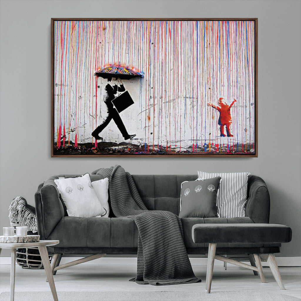 Banksy Wall Art Canvas Print | Framed Graffiti Street Art Picture