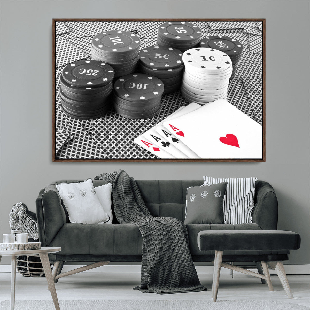 Poker Game Cards Wall Art Canvas, Multi Panel Wall Art