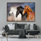 Animal Wall Art Three Horses Farmhouse Art Canvas Print
