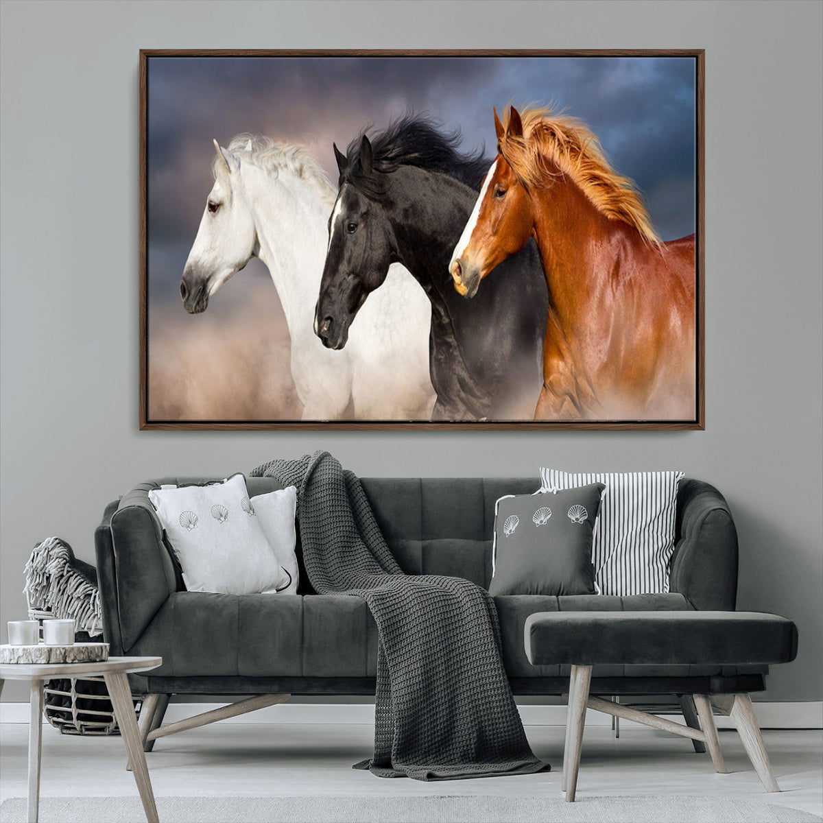 Animal Wall Art Three Horses Farmhouse Art Canvas Print