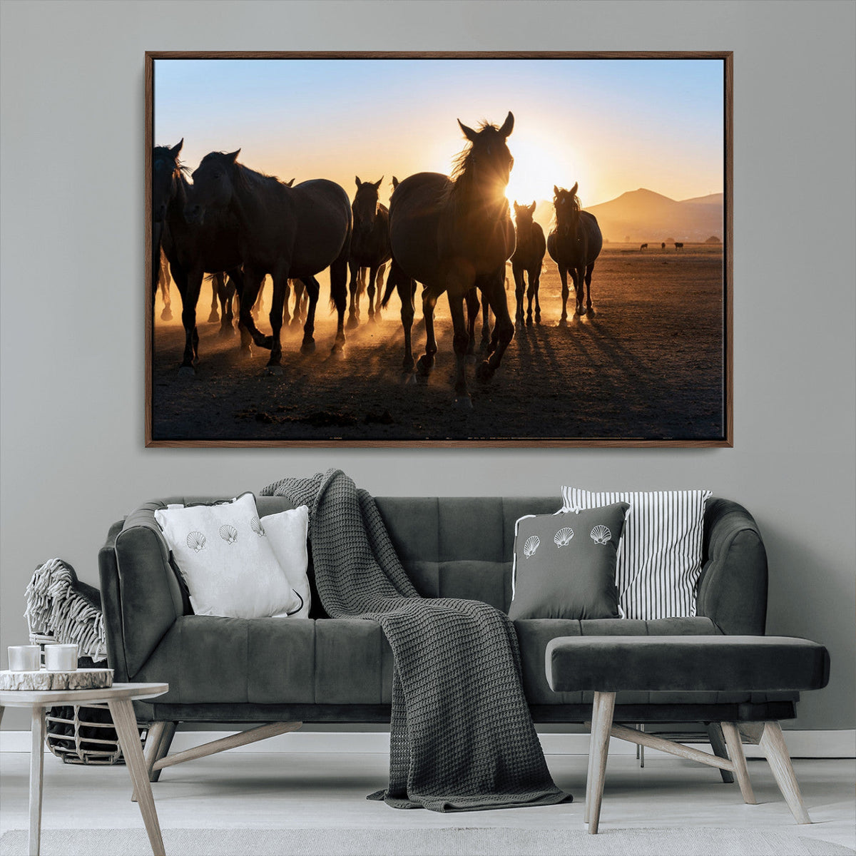 Horse Herd Wall Art Animal Canvas Print