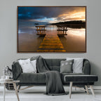 Serene Lake Pier at Sunset Canvas Print | Landscape Wall Art | Ready to Hang