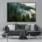 Misty Forest Wall Art Premium Canvas Print, Foggy and Serene Atmosphere