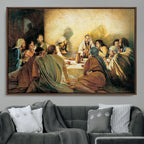 Last Supper Wall Art, Framed Jesus Canvas Print, Modern Biblical Religious Decor