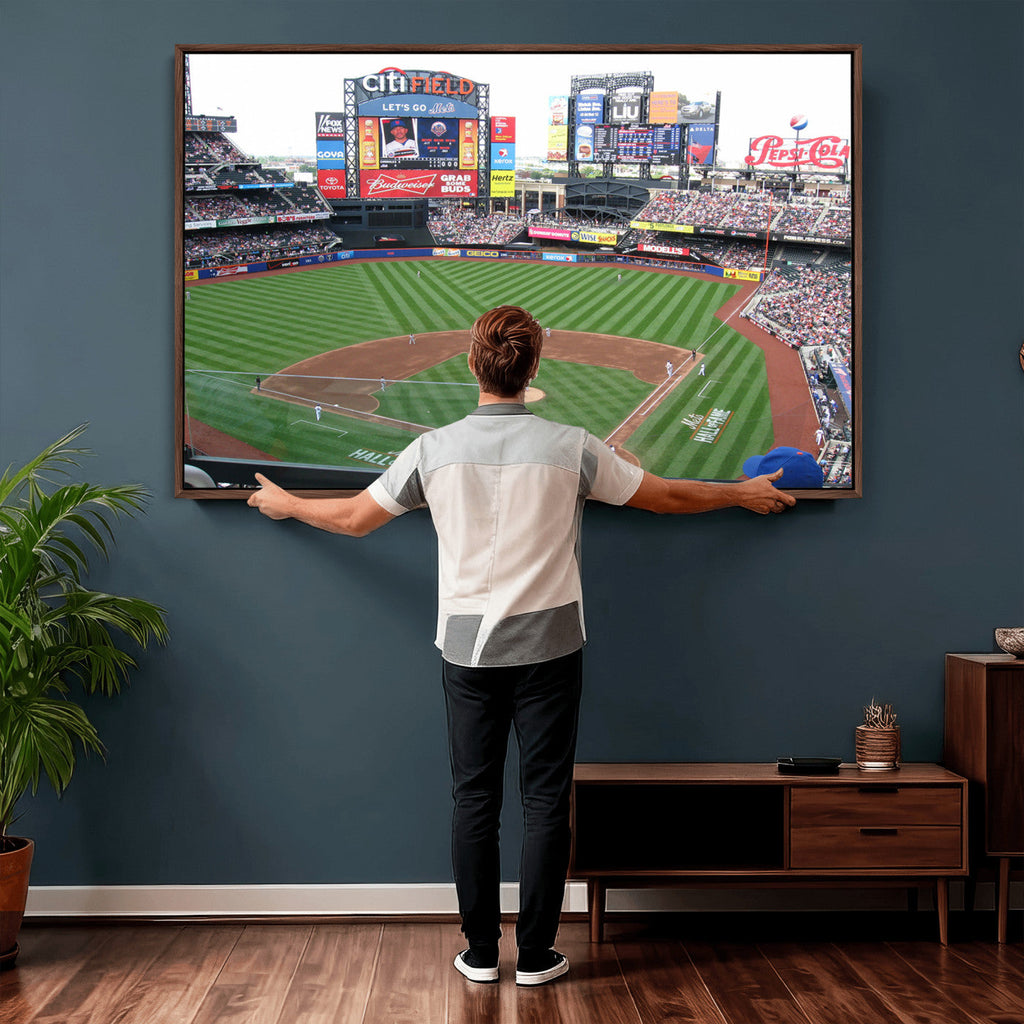 New York Mets Baseball Team Print, Citi Field Baseball Stadium Wall Art