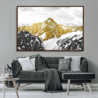 Gold Abstract Mountains Wall Art Print on Canvas, Nature Wall Art Print