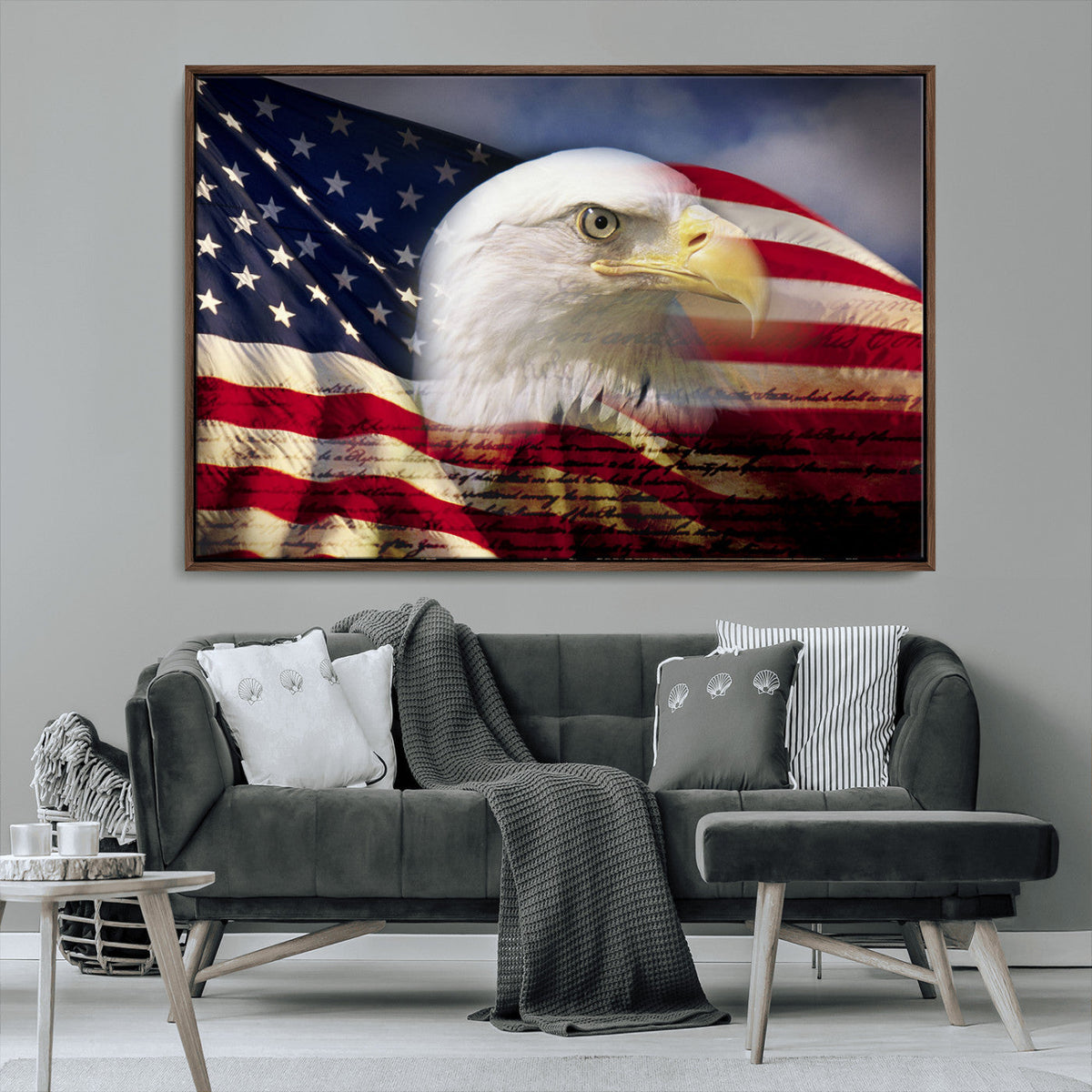 American Flag Eagle Symbol Wall Art Canvas Print, Patriotic American Flag Eagle Wall Art