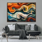 Abstract Wave Wall Art, Ready to Hang Framed Canvas Print | Extra Large 3 Piece Canvas Wall Art