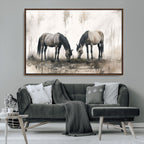 Chinese Ink Style Vintage Horses Wall Art Canvas Print