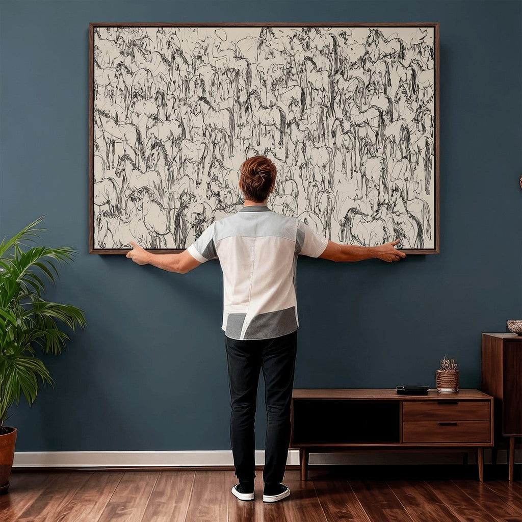 Abstract Horse Sketch Wall Art, Ready to Hang