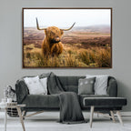Scottish Highland Cow Canvas Wall Art, Rustic Farmhouse Decor