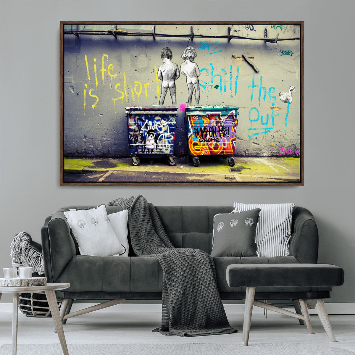 Banksy Life is Short Wall Art, Iconic Graffiti Street Art Canvas Print