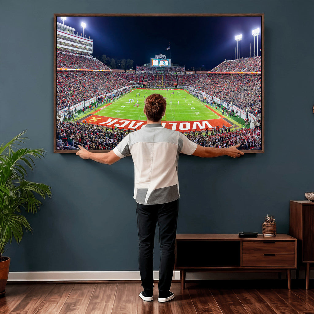 Wolfpack Football Team Print, Raleigh Carter-Finley Stadium