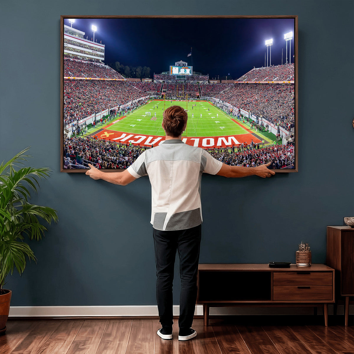 Wolfpack Football Team Print, Raleigh Carter-Finley Stadium