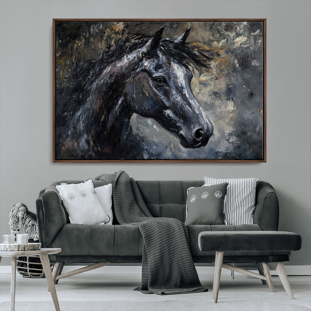 Large Abstract Horse Wall Art Canvas Print, Farmhouse Wall Art