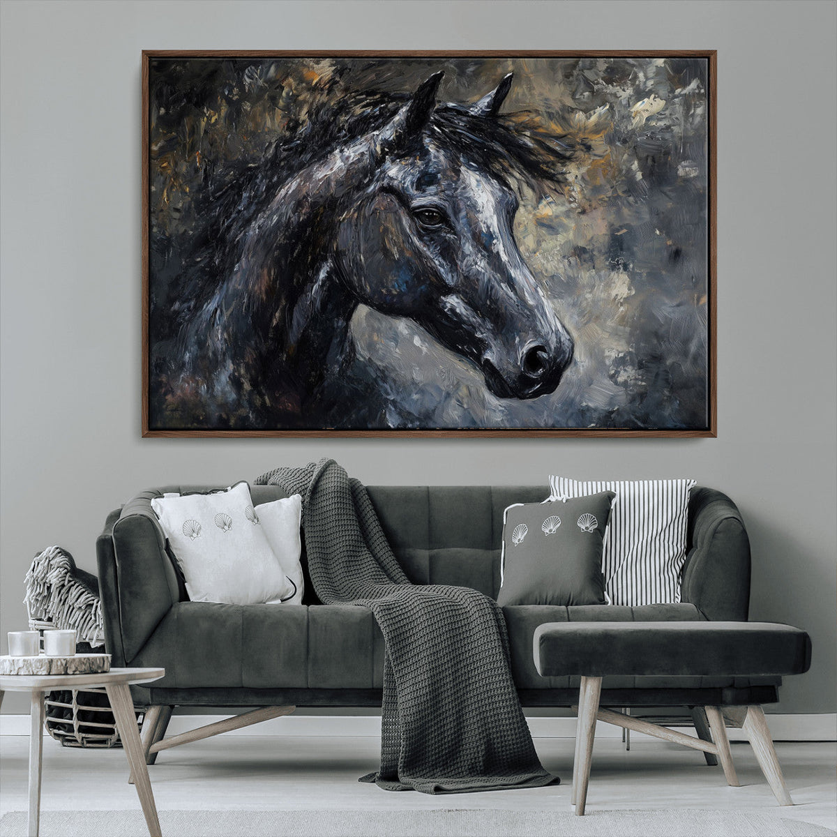 Large Abstract Horse Wall Art Canvas Print, Farmhouse Wall Art