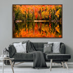 Forest Reflection Art | Autumn Forest Reflection Wall Art | Triptych Canvas Print