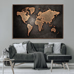 World Map Canvas Print | Framed Travel Map Wall Art for Couples