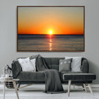 Golden Horizon Sunset Over Ocean Wall Art Canvas Print | Tropical Beach Canvas